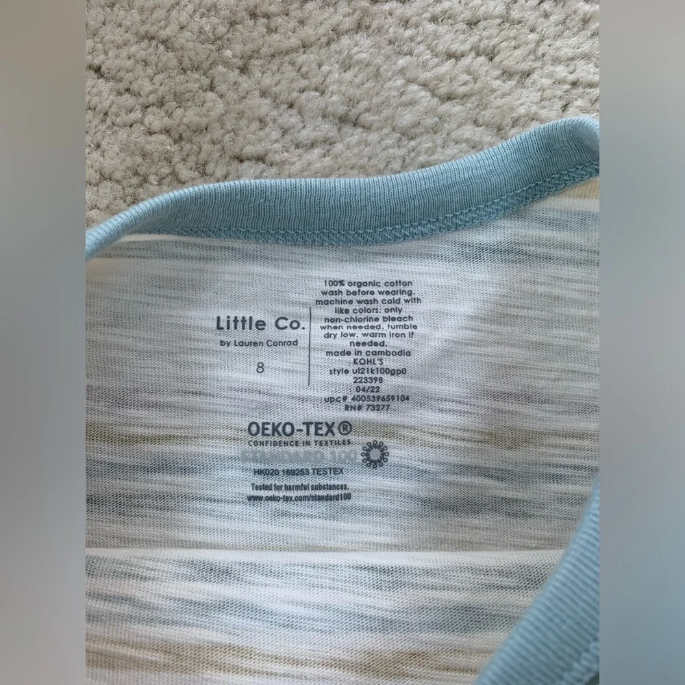 Little Co. NWT Size 8 Cream Striped Ringer Tee